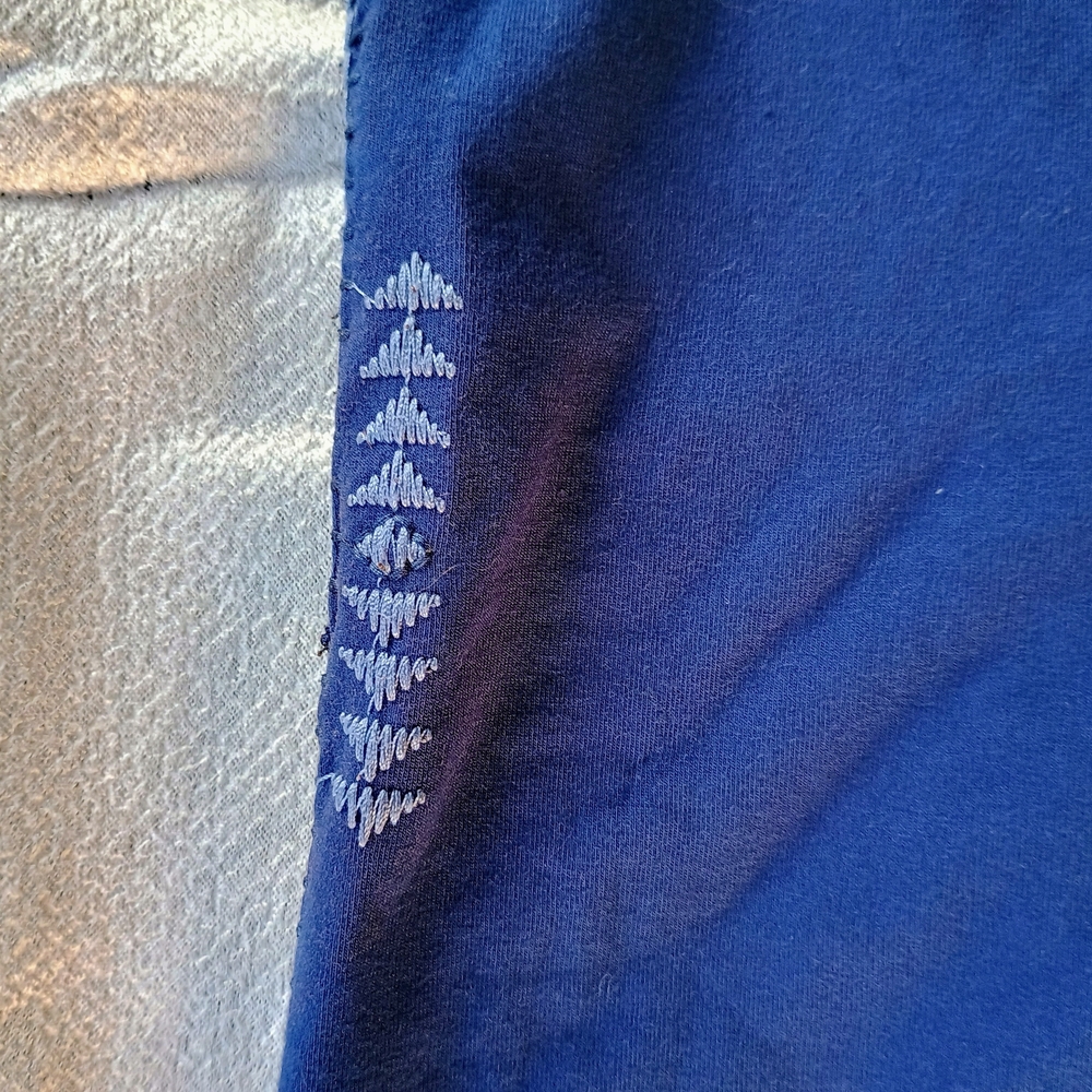 Johnny Was Blue Leggings with Pink Floral Embroidery Sz PXL - Picture 4 of 9
